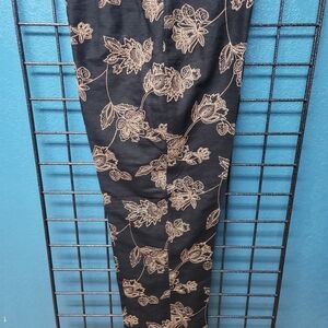 Tommy Bahama Black and Gold Embroidered Silk Pants